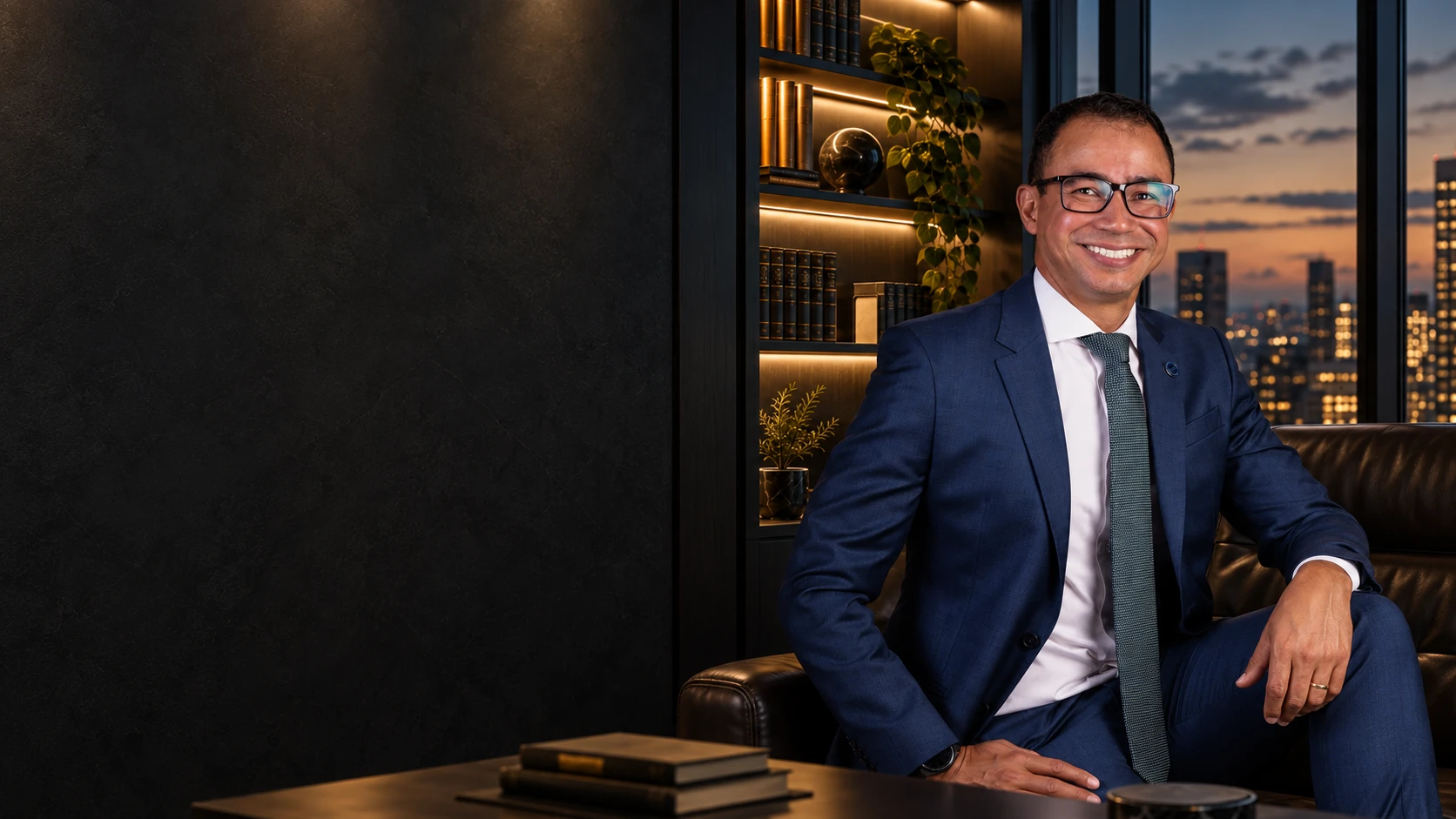 Dr. Clayton Gomes em um escritório de advocacia
